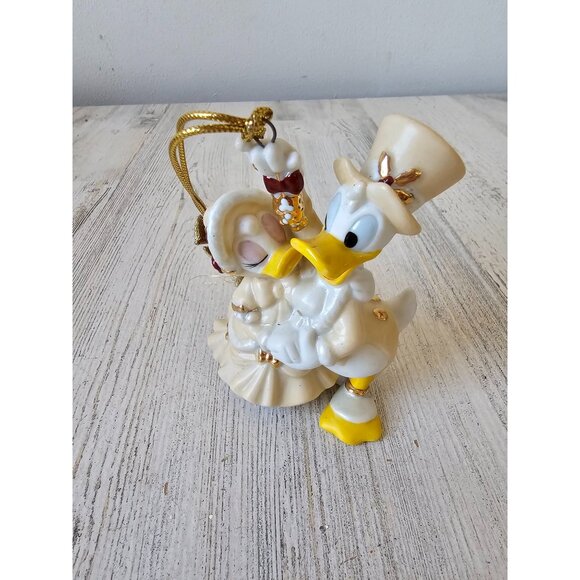 Victorian Donald Daisy duck mistletoe porcelain ornament Xmas tree